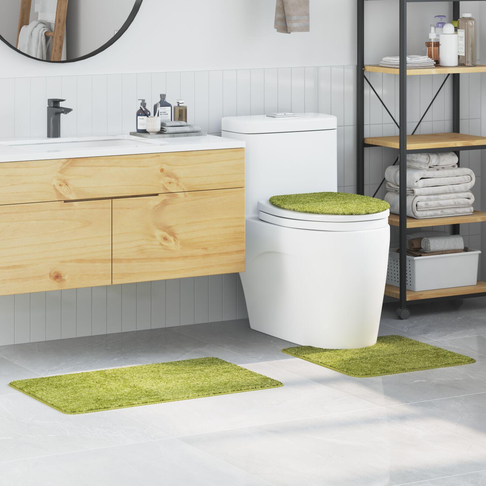 3 Stk Bademåtte Sæt Grøn Polypropylen Skridsikker