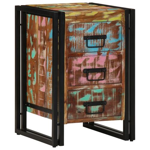 Sengebord i Flerfarvet Massivt Genbrugstræ - 40x35x50 cm