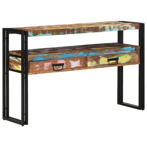 Endeborde Flerfarvet 120x33x75 cm Solid Genbrugstræ og Metal