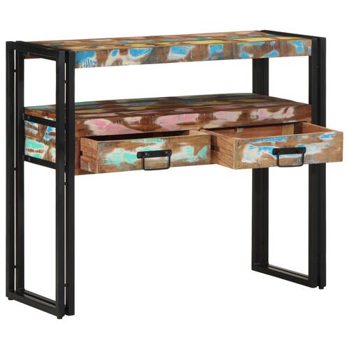 Endeborde Flerfarvet 90x33x75 cm Solid Genbrugstræ & Metal