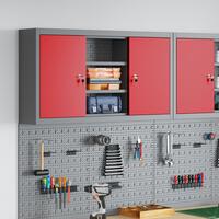 Værktøjsskab Vægmonteret med Pegboard Rød 100x20x55 cm Stål