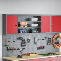Værktøjskab Vægmonteret med Pegboard Rød 150x20x55 cm Stål