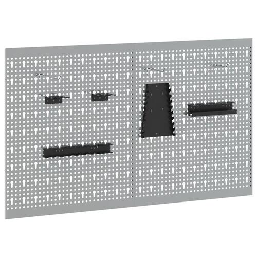 Pegboards 2 stk med 8 tilbehør Grå 50x60 cm Stål
