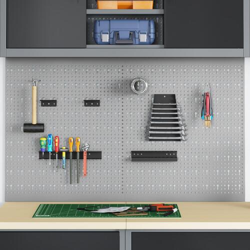 Pegboards 2 stk med 8 tilbehør Grå 50x60 cm Stål