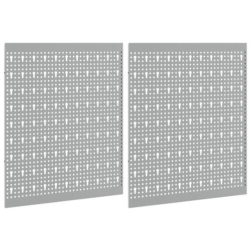 Pegboards 2 stk med 8 tilbehør Grå 50x60 cm Stål