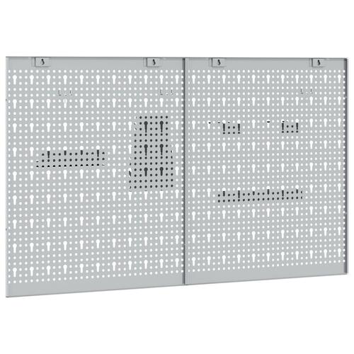 Pegboards 2 stk med 8 tilbehør Grå 50x60 cm Stål