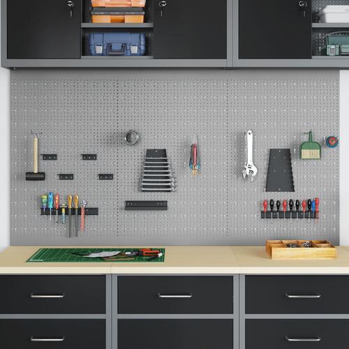 Pegboards 3 stk med 15 tilbehør Grå 50x80 cm Stål