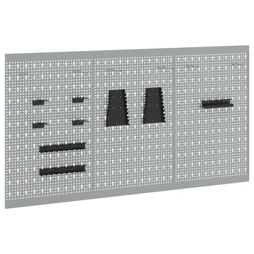 Pegboards 3 stk med 15 tilbehør Grå 50x80 cm Stål