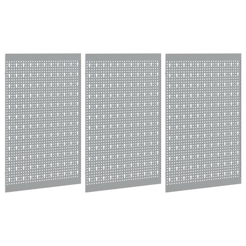 Pegboards 3 stk med 15 tilbehør Grå 50x80 cm Stål