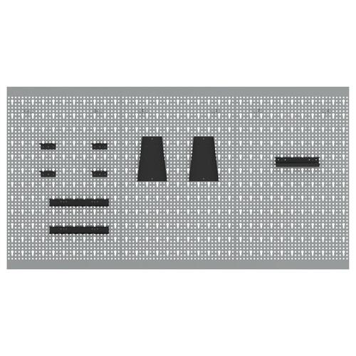 Pegboards 3 stk med 15 tilbehør Grå 50x80 cm Stål