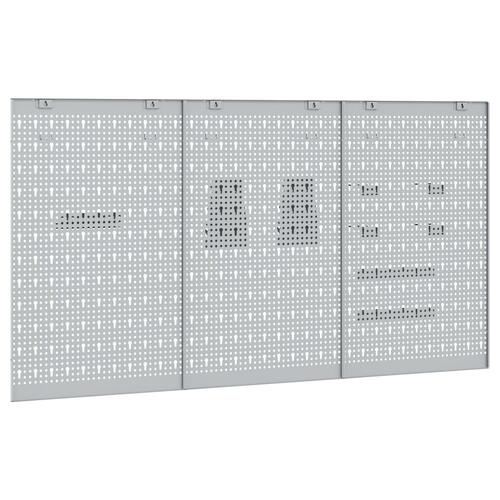 Pegboards 3 stk med 15 tilbehør Grå 50x80 cm Stål