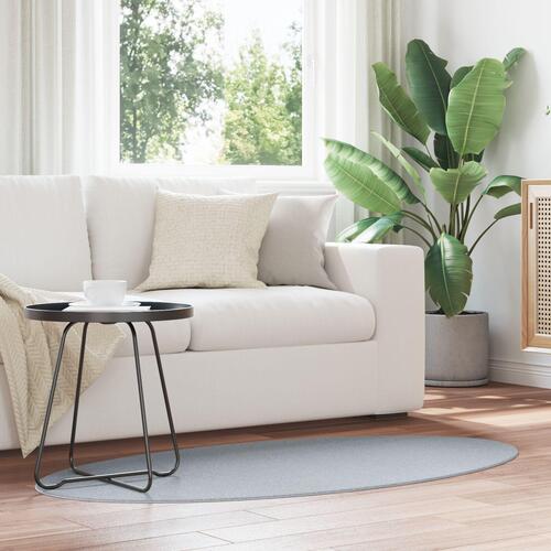Tæpper Grå Bomuld 80 x 150 cm Områdetæppe Oval Minimalistisk