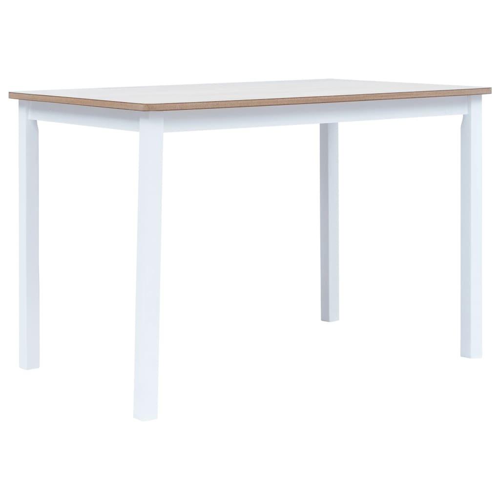 Spisebord 114 x 71 x 75 cm massivt gummitræ hvid og brun