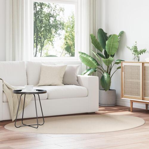 Tæpper Beige Uld 140 x 200 cm Områdetæpper Oval Minimalistisk