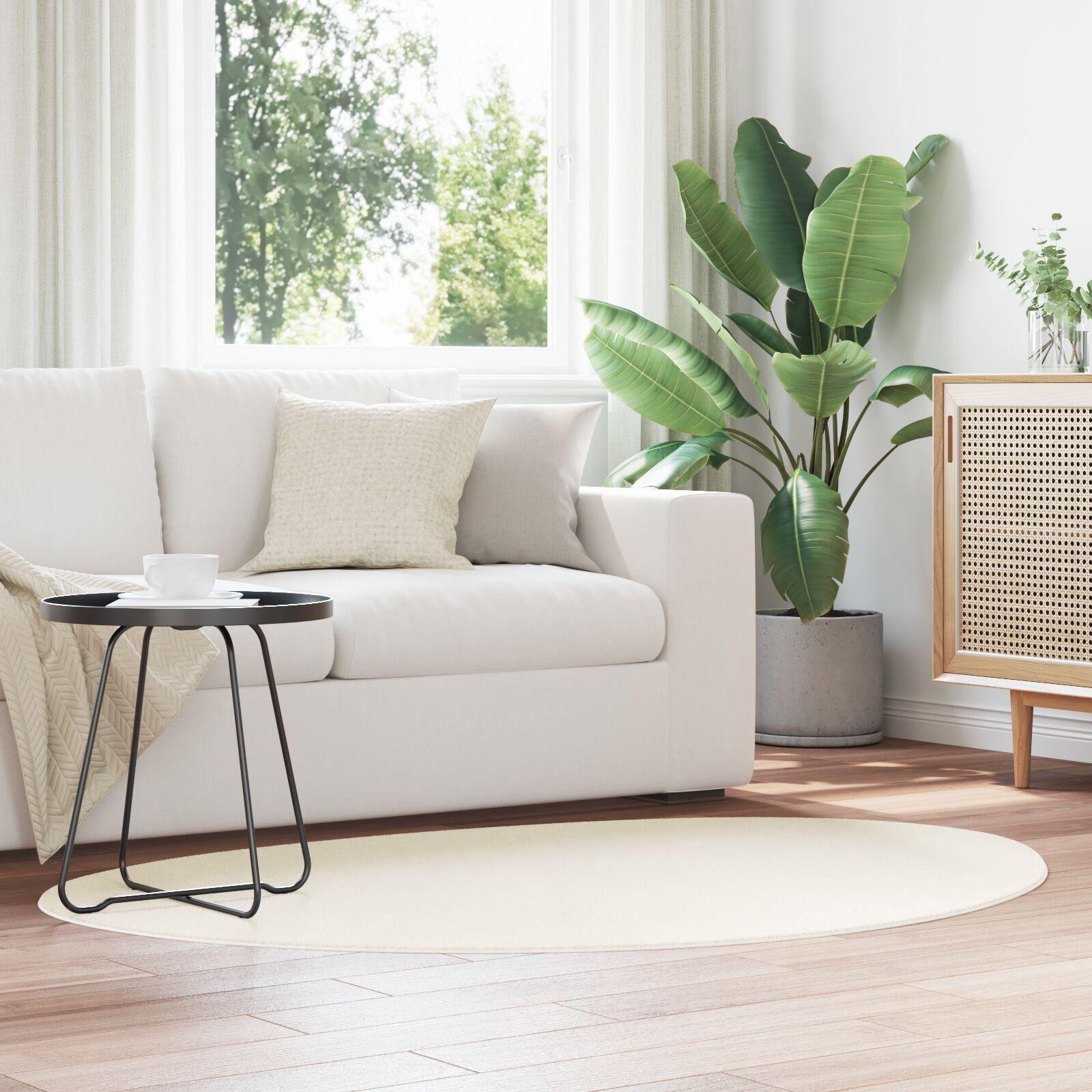 Tæppe 'HUARTE'Kort Pile Blød og Vaskbar Creme 100x200 cm