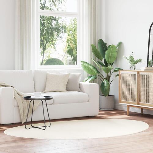 Tæpper Cremefarvet Polypropylen 140 x 200 cm Områdetæppe Oval