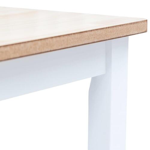 Spisebord 114 x 71 x 75 cm massivt gummitræ hvid og brun