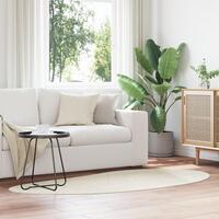 Gulvtæppe Creme 100x200 cm Polyester Skridsikker