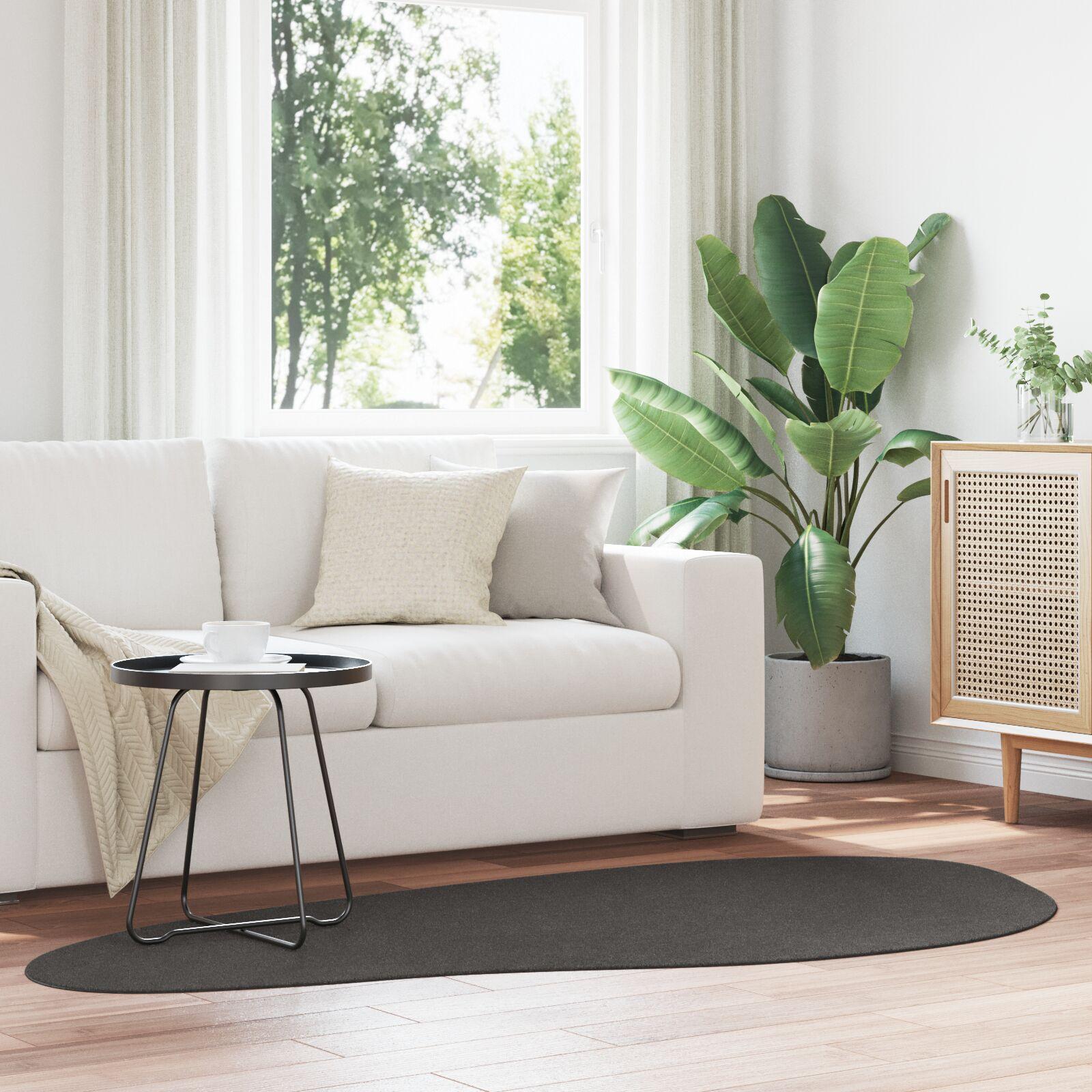 Tæppe "HUARTE" Kort luv bl��d og vaskbar antracit 100x200 cm