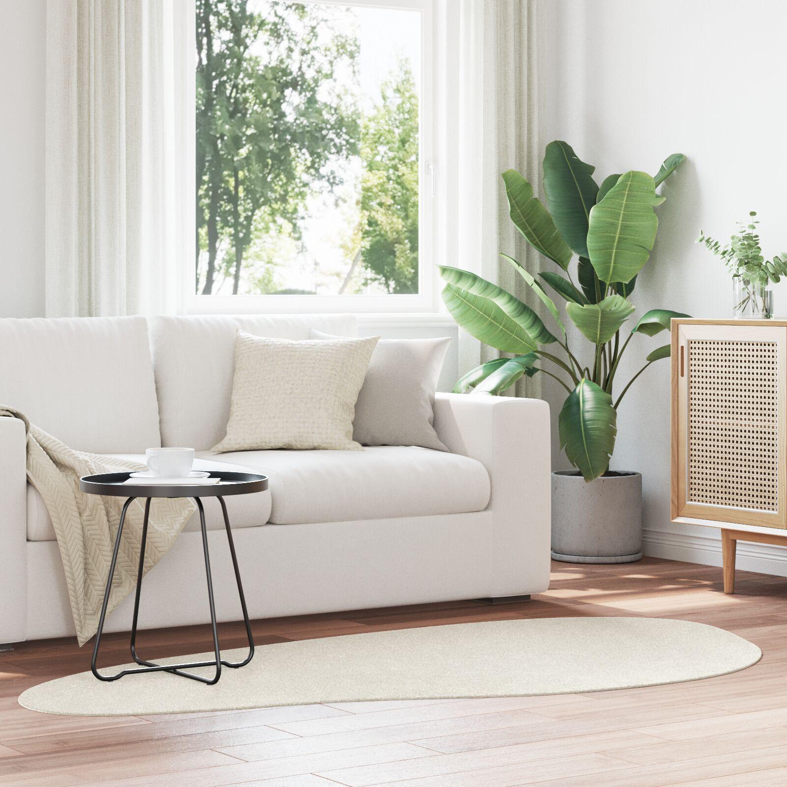 Tæppe HUARTE Creme 100 x 200 cm Polyester billede