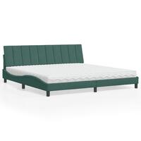 Seng med madras 200x200 cm velour mørkegrøn