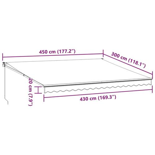 Foldemarkise 4,5x3 m stof og aluminium antracitgrå og hvid