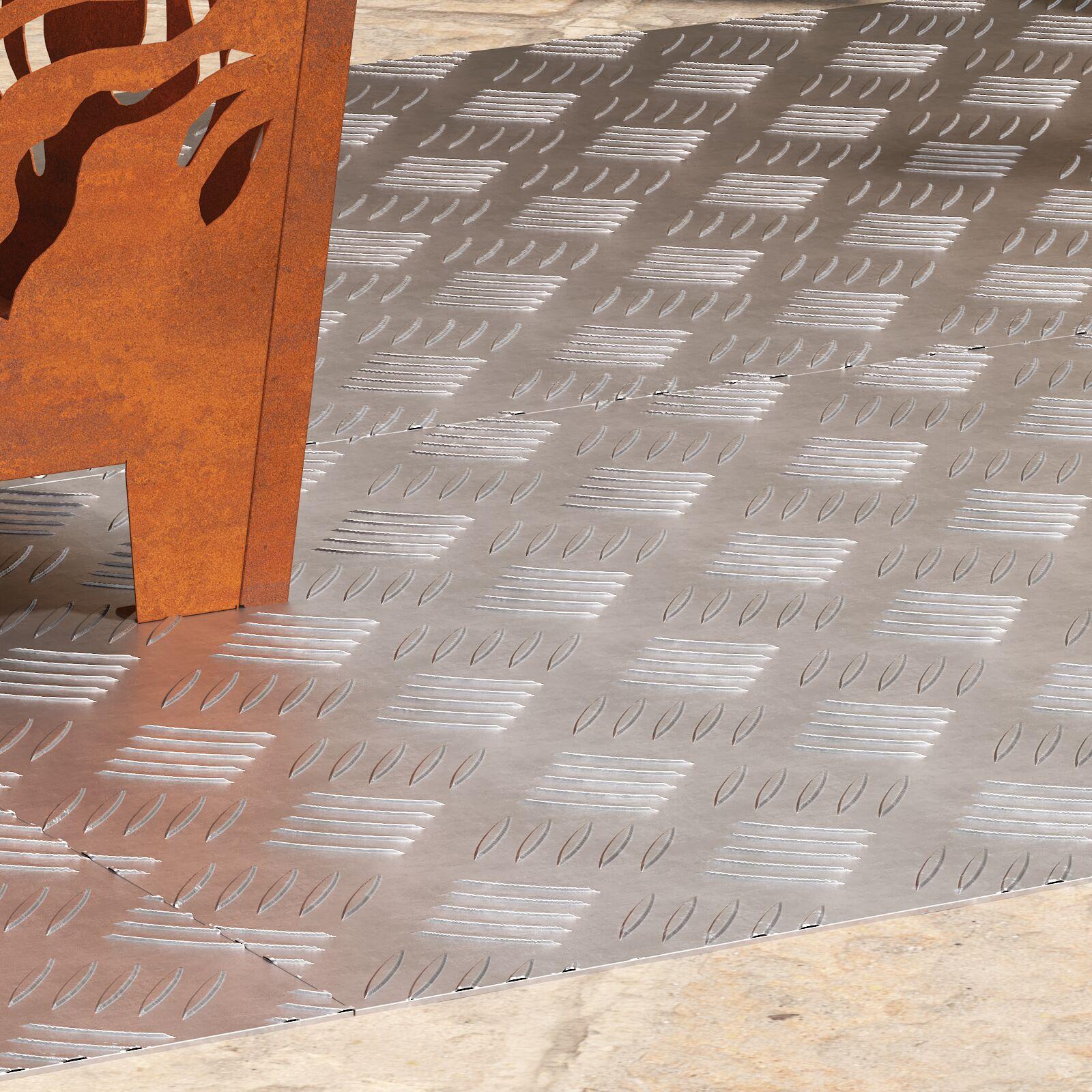 Checker Plader 4 Dele Sølv 100 X 50 Cm Aluminium