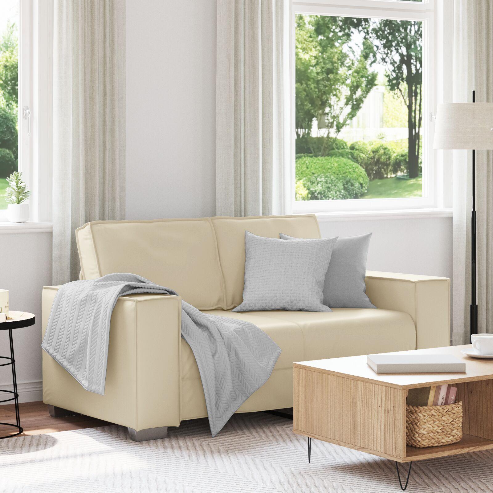 Sovesofa i cremefarvet kunstlæder, 120 cm