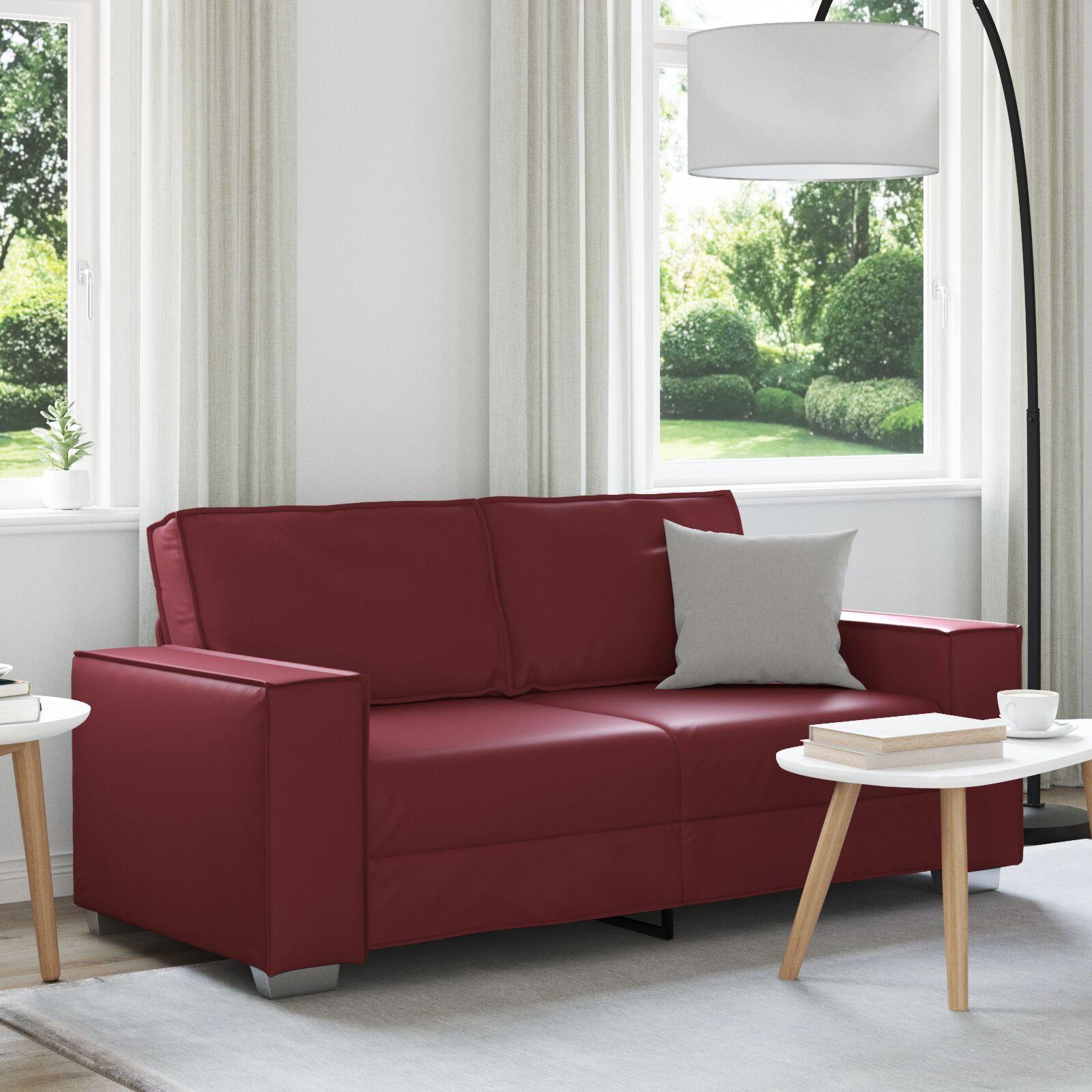 Sofastol Med Pude Vinrød 180 X 78 X 84 Cm Kunstlæder