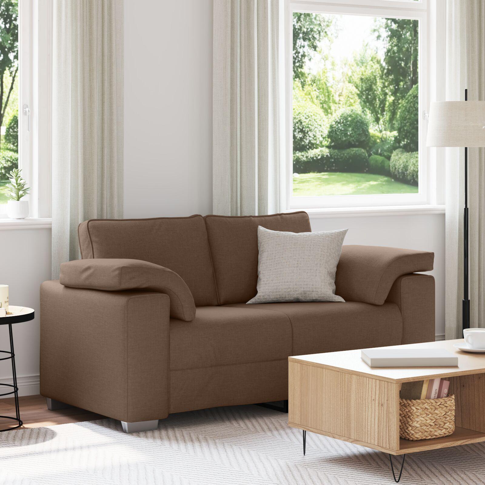 Sofa med pude Brun 160 x 77 x 82 cm Stof billede