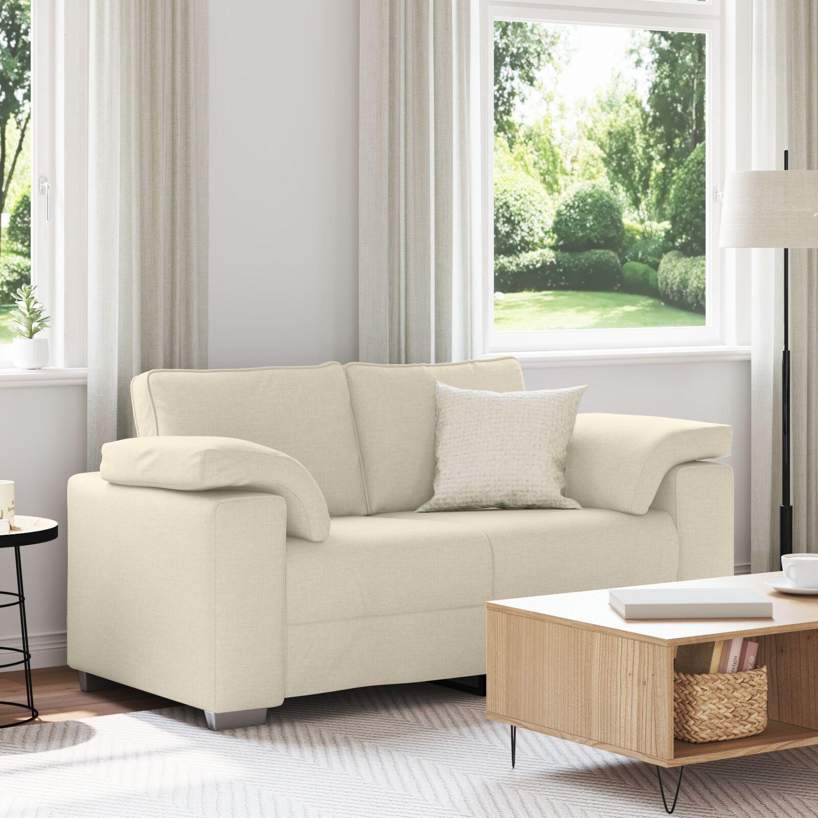 Sofa med pude med pude Beige 160 x 77 x 82 cm Linned billede