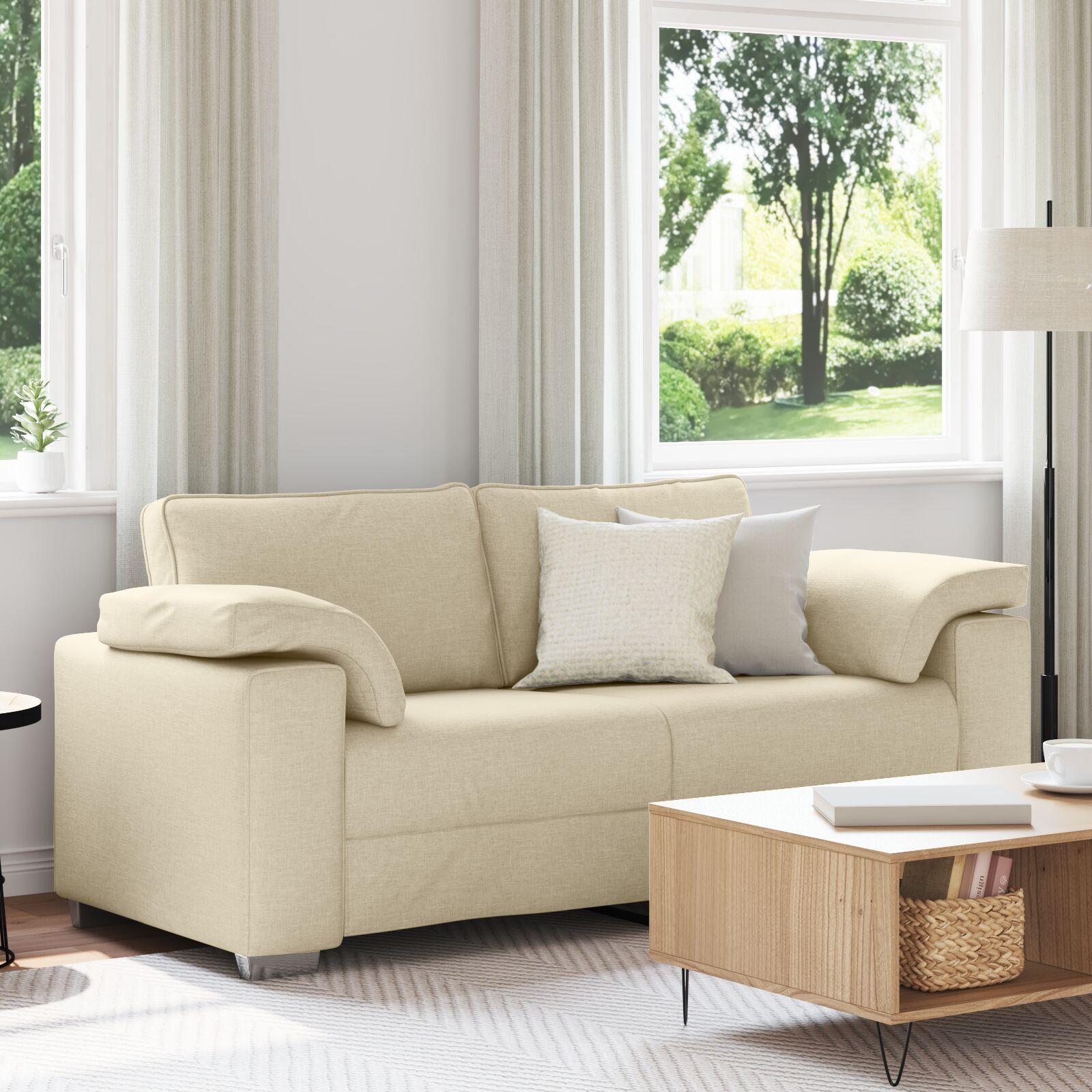 Tosæders sofa i stof - creme, 180 cm billede