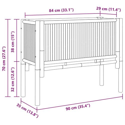Hævet Bed 90x35x70 cm Bambus
