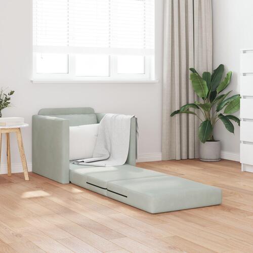 Gulv Sofa Enkelt Konvertibel Velour 74x77x81 cm Lys Grå
