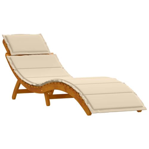 Solsenge med puder 2 stk beige massivt akacietræ