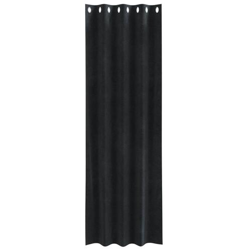 Blackout Gardiner med Øjer 2 stk Sort Velour