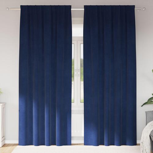 Blackout Gardiner med Top Tape 2 stk Mørkeblå Velour