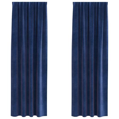 Blackout Gardiner med Top Tape 2 stk Mørkeblå Velour