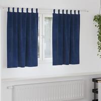 Blackout Gardiner med Hængehuller 2 stk Mørkeblåt Velour