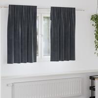 Lysdæmpende gardiner med Top Tape 2 stk Mørkegrå Velour