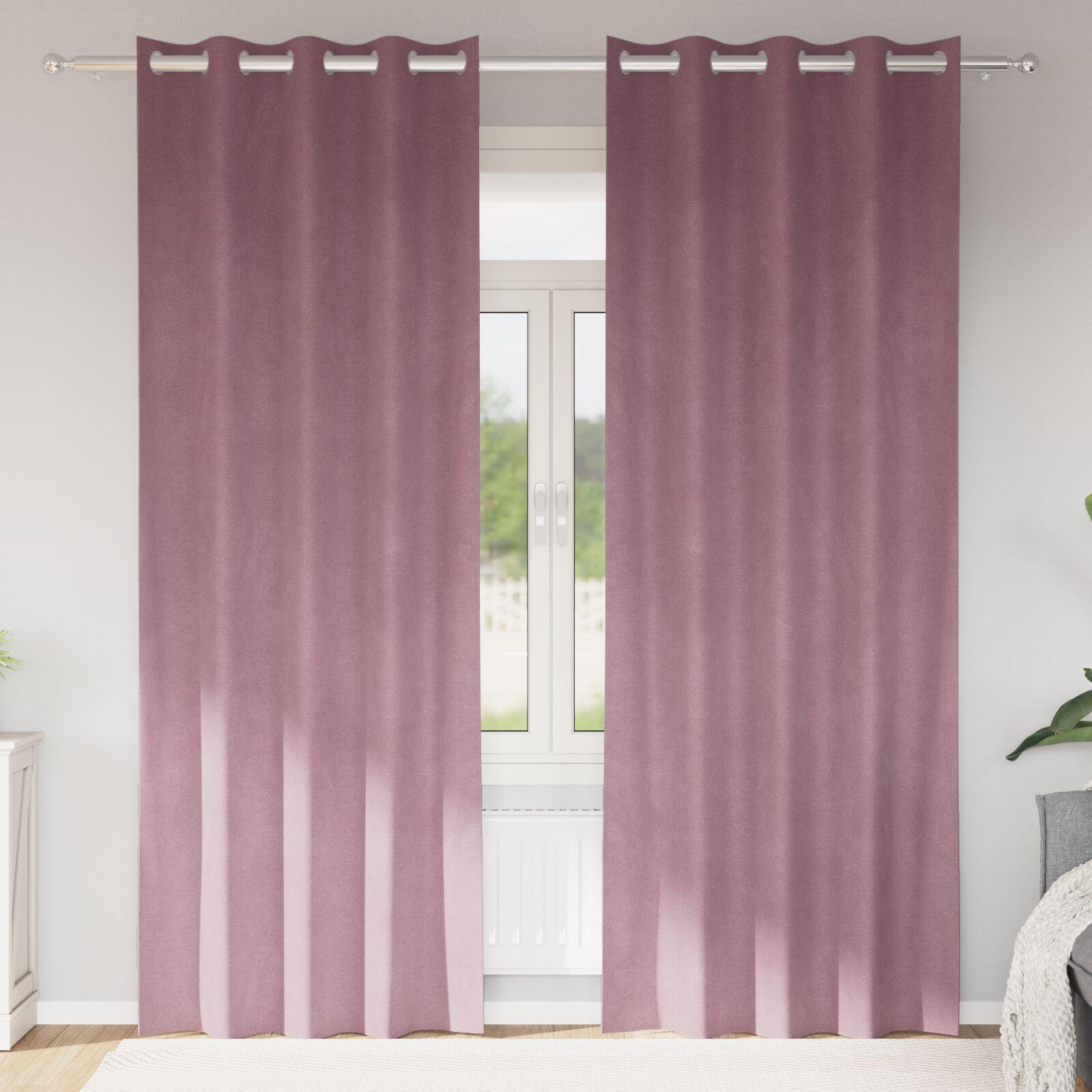 Lysdæmpende gardiner med Øjer 2 stk Mørk Pink Velour
