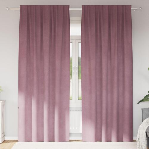 Lysdæmpende gardiner med topbånd 2 stk Mørk Pink Velvet