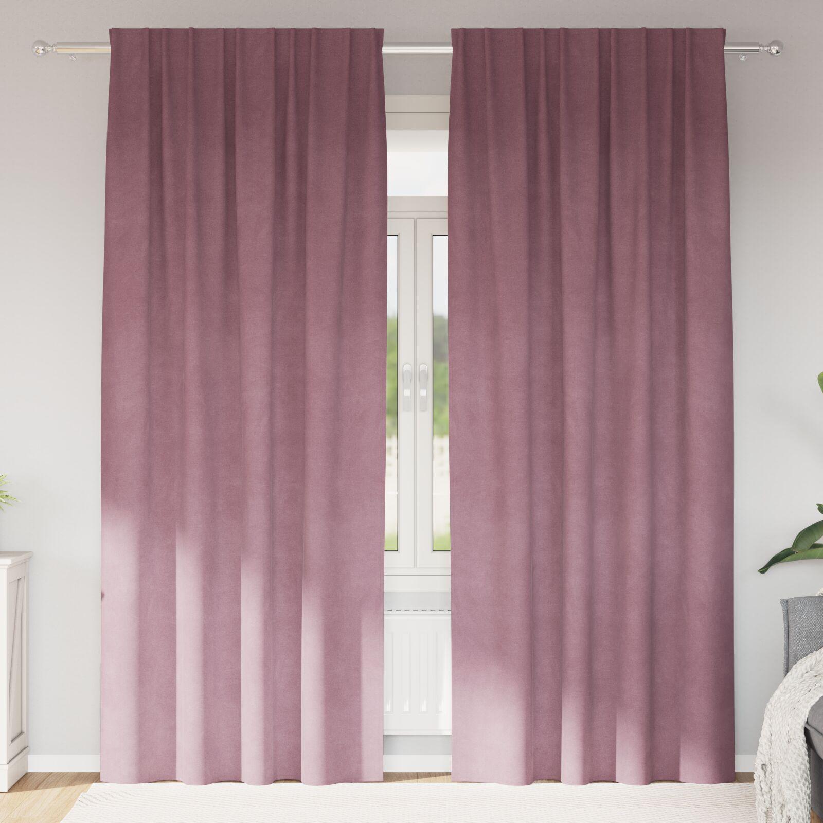 Lysdæmpende gardiner med topbånd 2 stk Mørk Pink Velvet