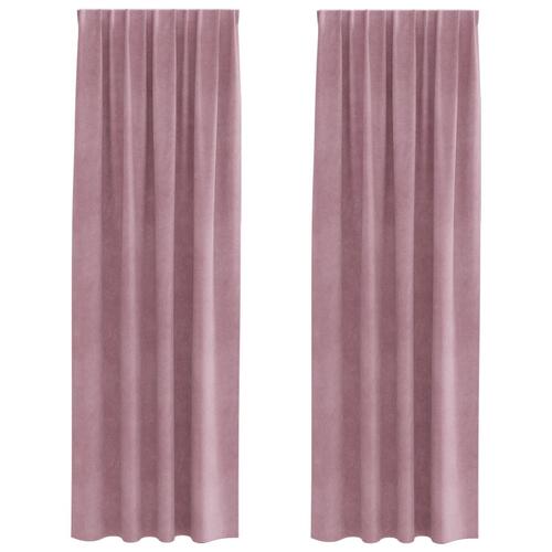 Lysdæmpende gardiner med topbånd 2 stk Mørk Pink Velvet