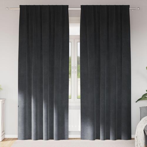 Blackout Gardiner med Top Tape 2 stk Lys Grå Velour