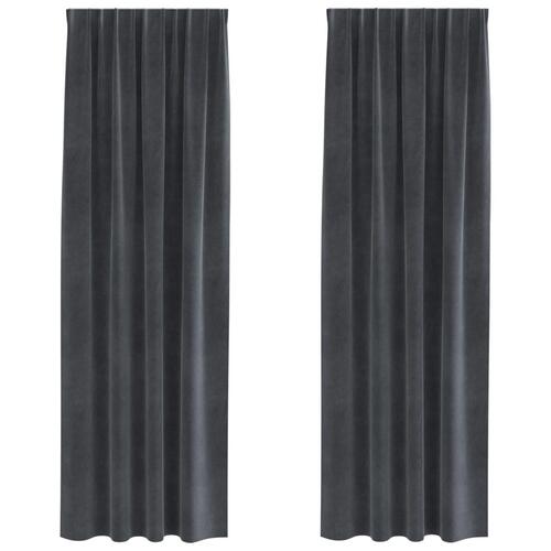 Blackout Gardiner med Top Tape 2 stk Lys Grå Velour