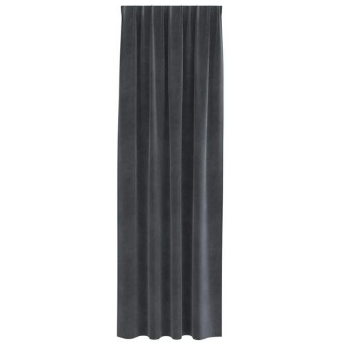 Blackout Gardiner med Top Tape 2 stk Lys Grå Velour