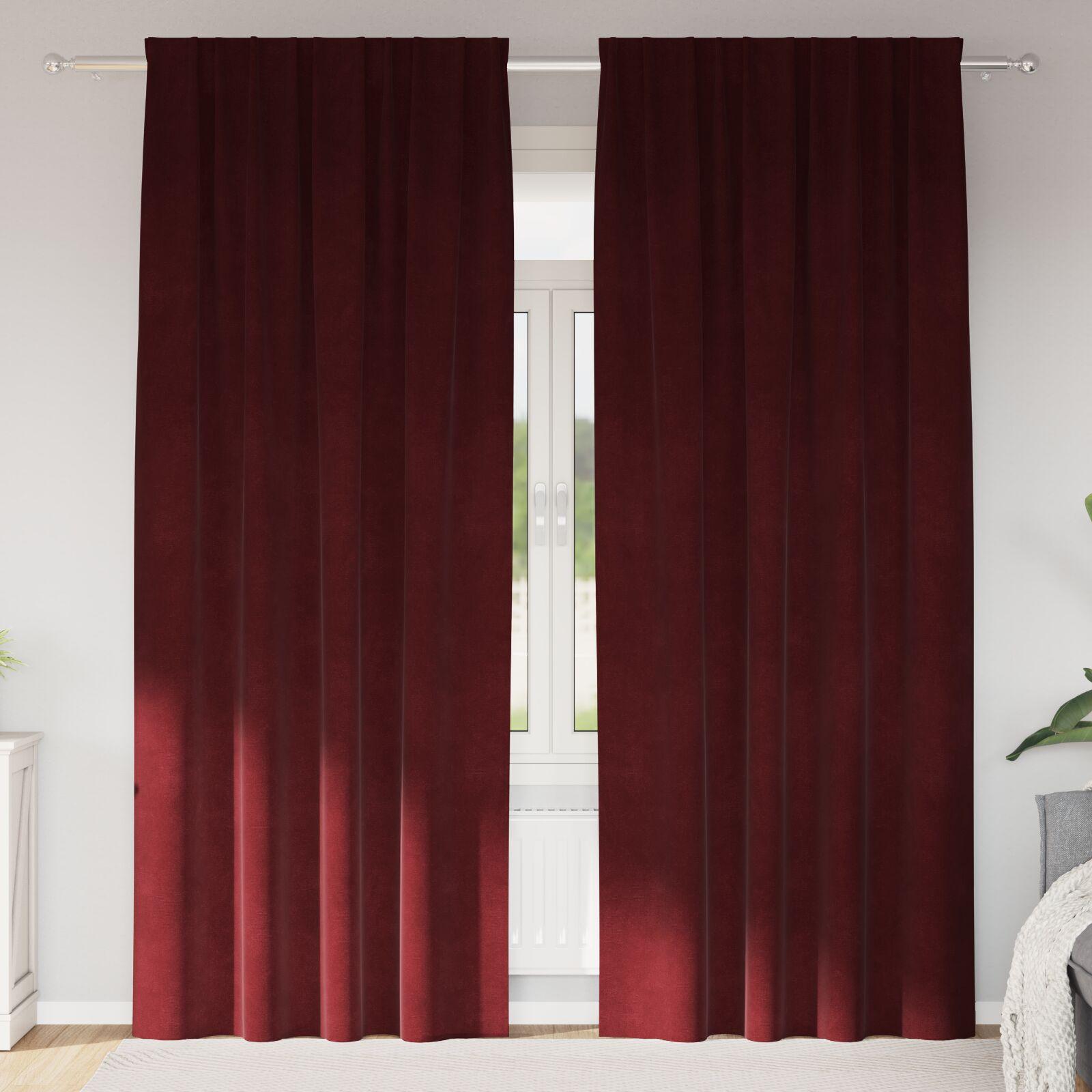 Gardiner med gardiner 2 stk Vinrød 140 x 260 cm Fløjl billede