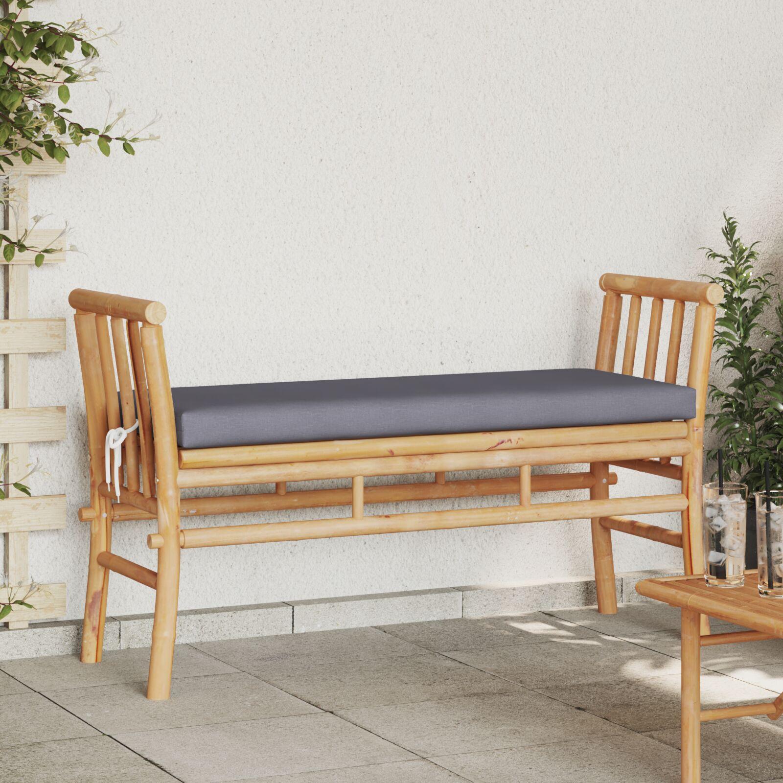 Havebænk med pude 110 cm i bambus