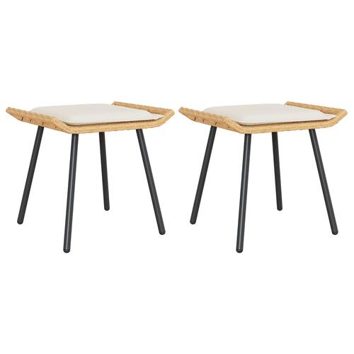 Haveskammel 2 stk Natural 50x40x45 cm Poly Rattan